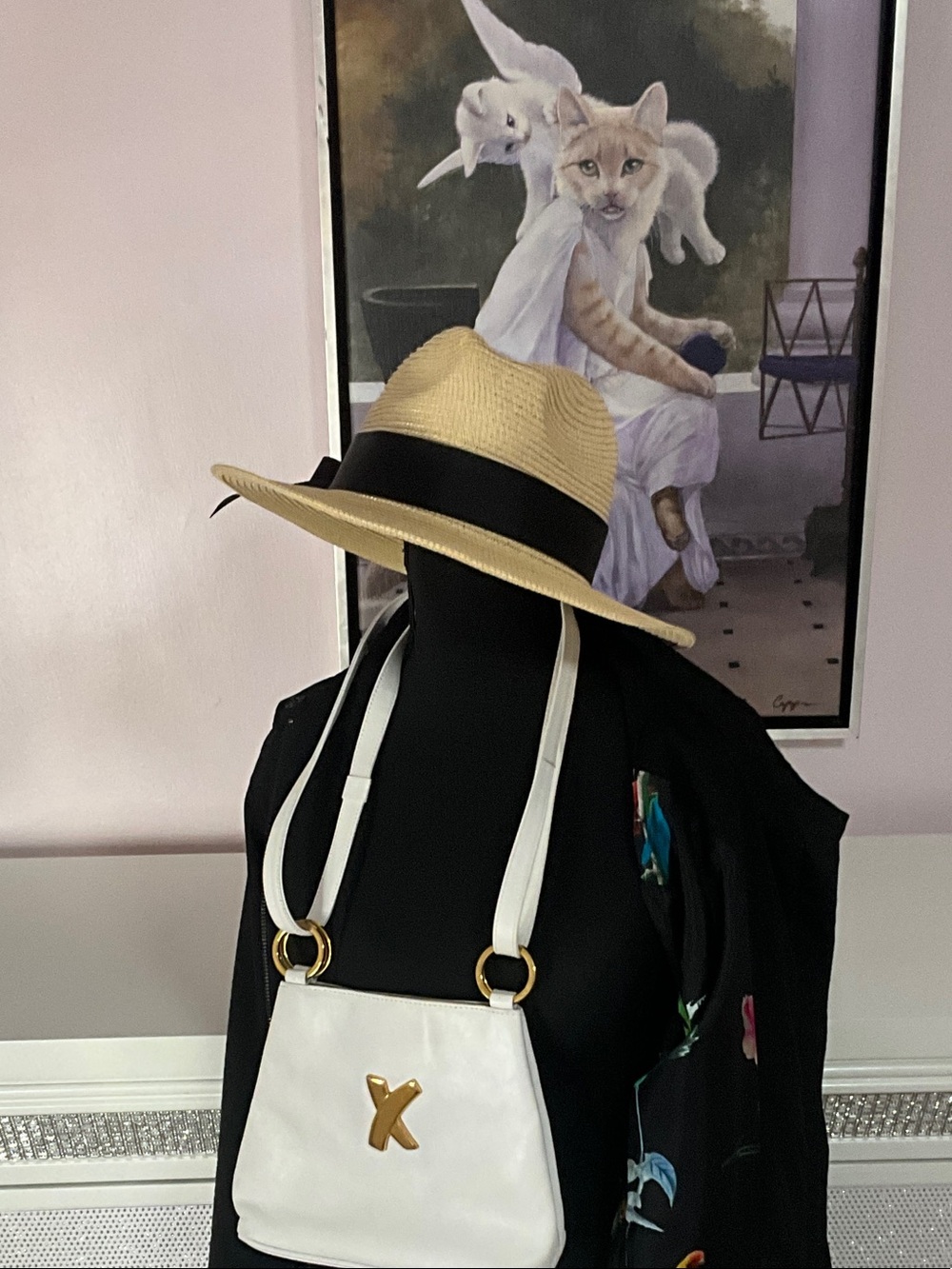 Paloma Picasso White Shoulder Bag with Gold X Accent - Picture 7 of 7